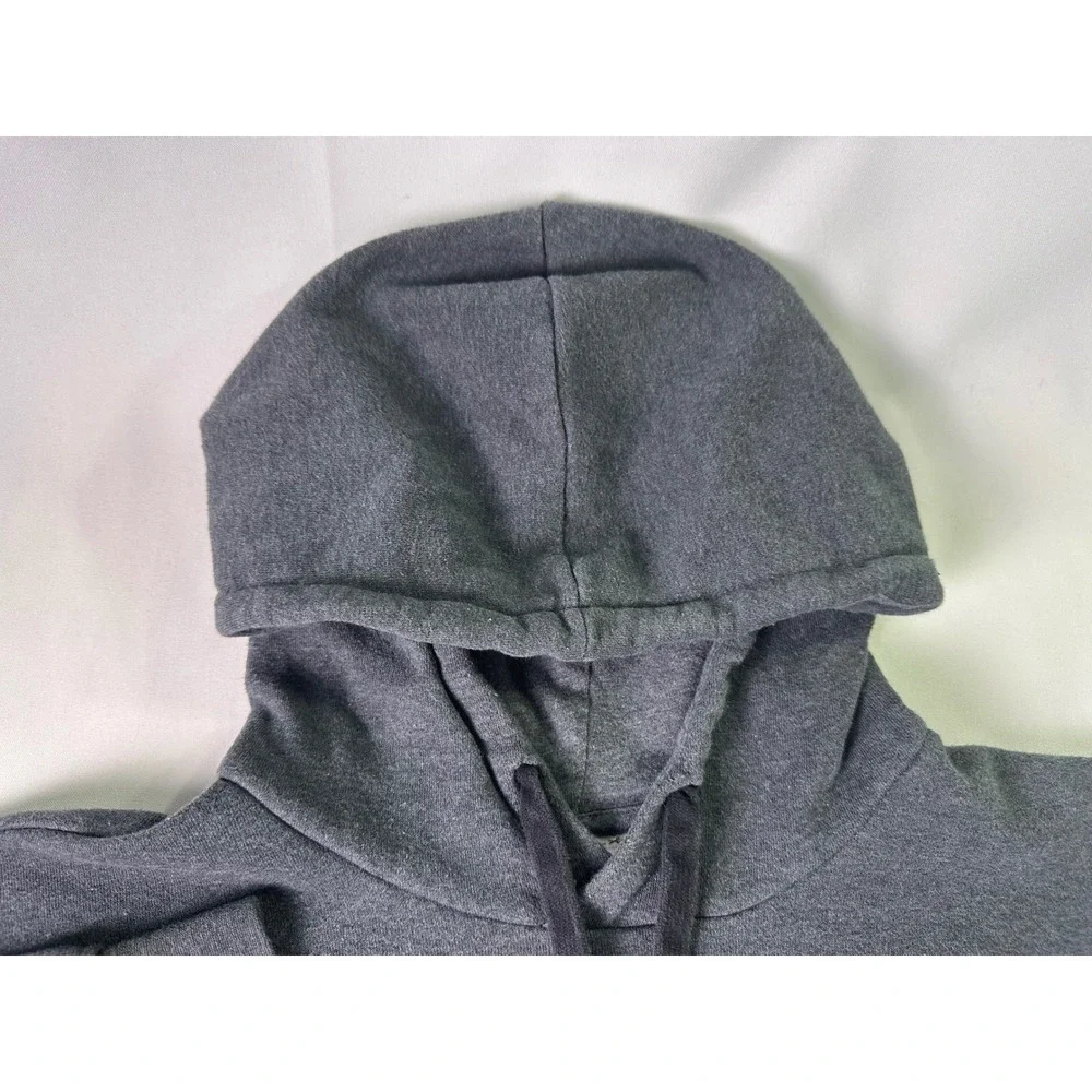 Adidas Mens Medium Charcoal Gray Pullover Hoodie Trefoil‎ Logo Fleece Sweatshirt